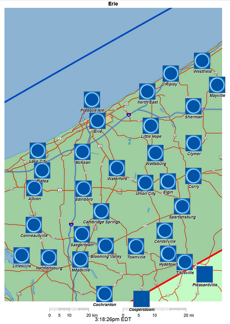 Interactive 2024 eclipse map for Erie