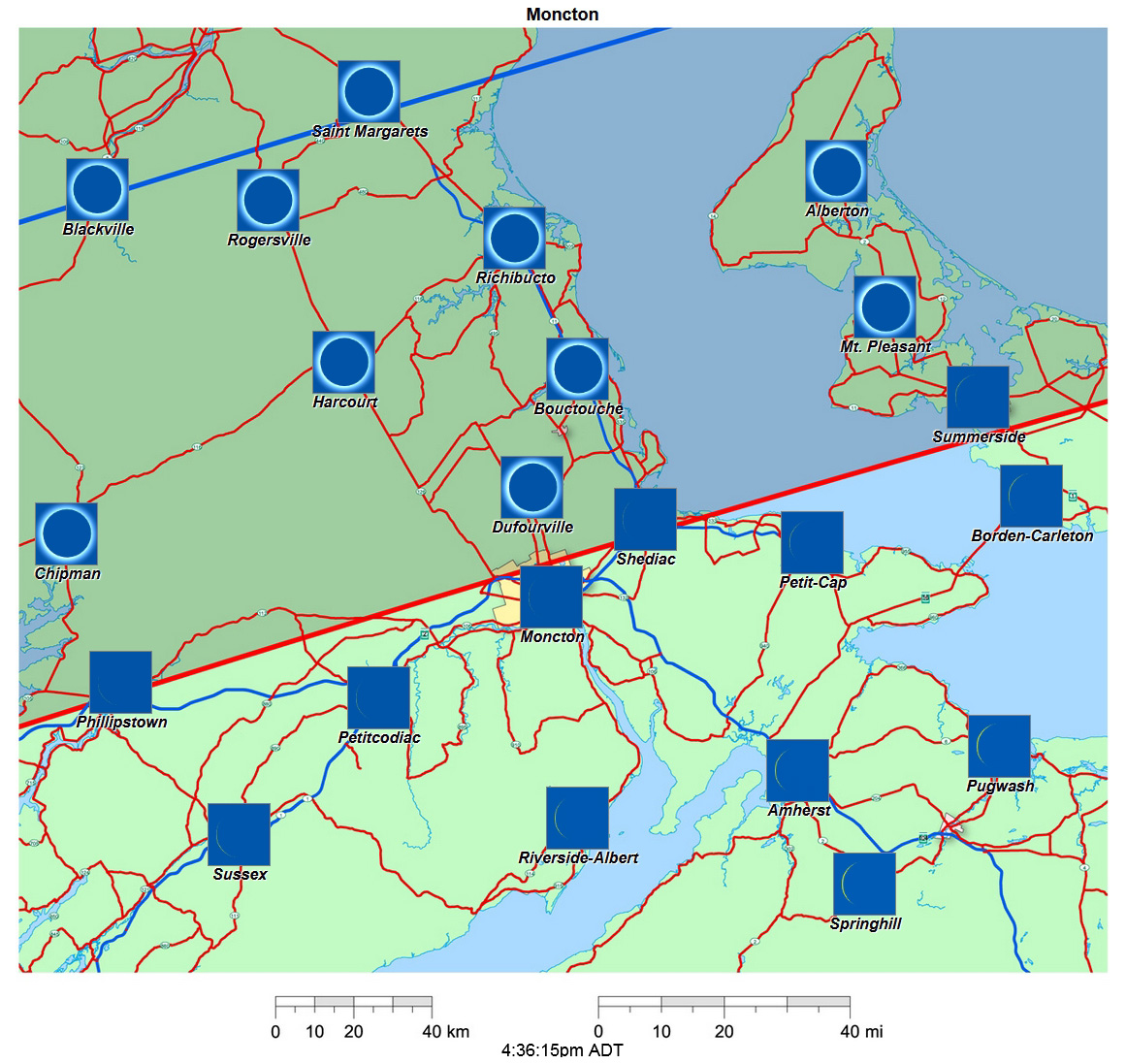 Interactive 2024 eclipse map for Moncton
