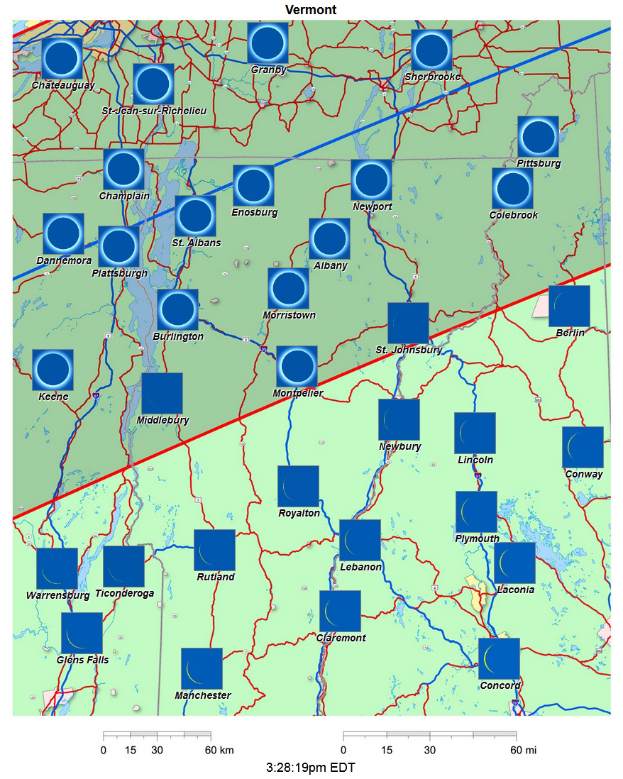 Interactive 2024 eclipse map for Vermont