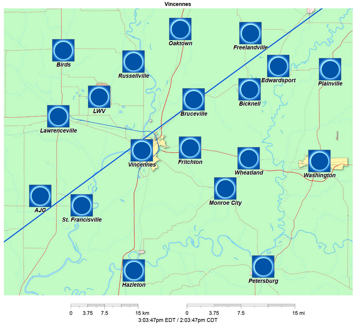 Total solar eclipse of April 8, 2024 Vincennes, Indiana